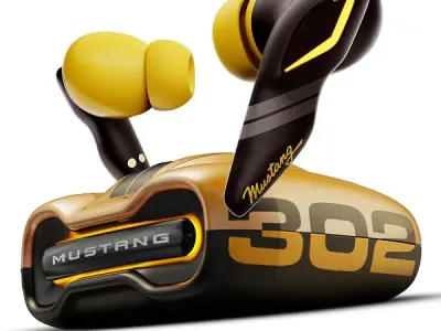 GOBOULT Mustang Torq Wireless in Ear Earbuds with 60H Playtime, App Support, Quad Mic ENC, 45ms Low Latency, 13mm Driver, Breathing LEDs, Made in India Ear Buds Wireless (Yellow)