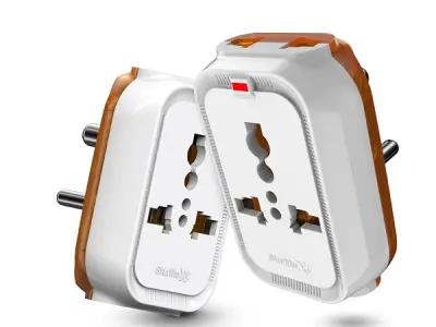 Sturlite Alyx 3 Pin Plug| 2-Pin & 3-Pin Socket| Universal AC Travel Adapter| Strong Polycarbonate Body Socket| Compact Converter Plug for Travel, Home & Office Use