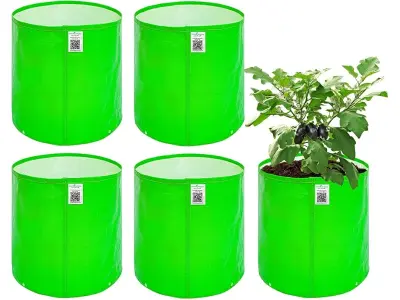 Anandi Green's Premium HDPE Uv Protected 260 GSM Round Shaped Green Colour Plants Grow Bags Sui