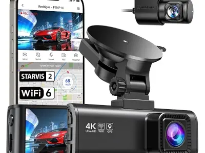 REDTIGER New F7NP [2026 Edition] 4K Front and 1080P Rear Dash Cam, STARVIS 2 IMX675 Sensor, 5.8GHz Ultra-Fast WiFi 6, GPS, WDR & HDR Night View, 170° Wide Angle, Heat Resistant, SD