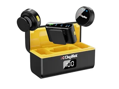 Digitek DWM-116 Mic Wireless with Type-C & Lightning, Wireless Mic for YouTube Recording, 2.4GHz Wireless Microphone with Noise Cancellation, 40m Range, 6H Battery, Magnetic Clip