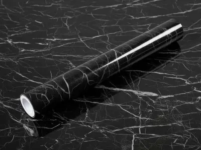VKR Self Adhesive Wallpaper Roll | Waterproof & Oil-Proof Peel & Stick Vinyl Sheet for Kitchen, Furniture, Tabletop, Cabinets & Wall Décor (Black Marbal)