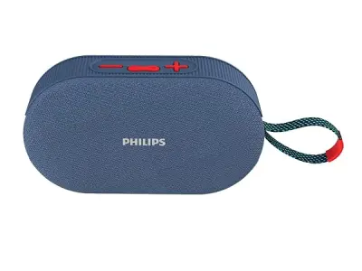 PHILIPS Audio TAS1400BL Wireless Bluetooth Speaker with Deep Bass, Passive Radiator, 12W Sound Output, 1200mAh Rechargable Battery, RGB Light Modes, 10H Playtime, Supports TF/USB/B