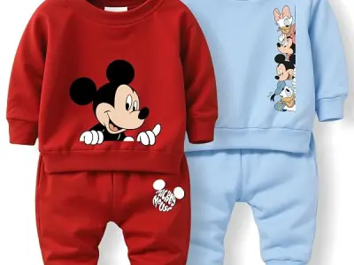Minicult Kids Cotton Co-ords Full Sleeve Sweatshirt and Pant Set with Character Print