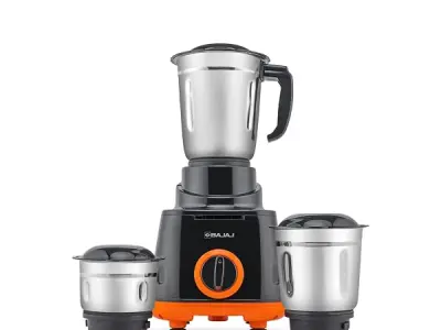 Bajaj Rex 500W Mixer Grinder | 3 Stainless Steel Jars with Multifunctional Blades | Nutri-Pro Feature for Efficient Grinding & Blending | Adjustable Speed Control | 1 Year Warranty