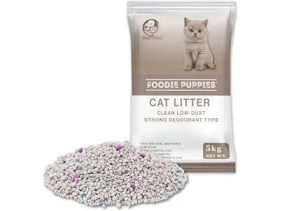 Foodie Puppies Natural Bentonite Cat Litter Sand - 5kg with Lavender Fragrance for Cats and Kit