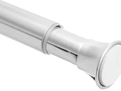 amazon basics Shower Adjustable -Length Curtain Tension Rod - 24-36', Chrome, Metal