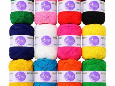 Asian Hobby Crafts 12 Pcs Multi Wool Yarn Set for Crocheting & Knitting | 12g Each Soft 3 Ply Wool Yarn Crochet Thread, Ideal For Handmade DIY Embroidery Craft Projects & Perfect F