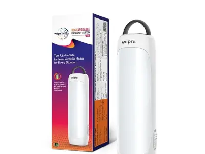 Wipro EL2 Rechargable Emergency Lantern with 2-in-1 Lighting Mode | Translucent Diffuser for Uniform Light | Compact Design | Robust & Sturdy Product Material | Pack of 1