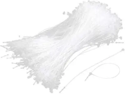 GREENGROW 3" White 1000 Pcs Loop Lock Pins Nylon Plastic Tip, Plastic Pins (Set of 1000, White)