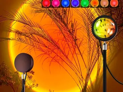 One94Store RGB Sunset Projection Lamp, 16 Color LED Night Light with Remote, Sunset Light Projector for Bedroom, Room Decor, Photography, Romantic Ambient Mood Light