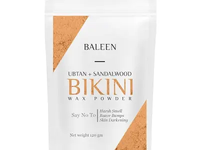 BALEEN Bikini Wax Powder Women with Ubtan & Sandalwood 120 Gm (Pack Of 1) | Painless Herbal Hair Removal Powder for women Bikini Area, Legs, Hands & Underarms with No Harmful Chemi
