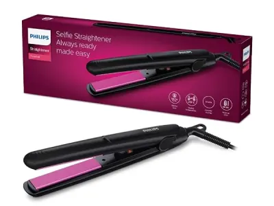 Philips India's No.1 Hair Styling Brand Selfie Hair Straightener, Minimized Heat Damage,SilkPro Care, Ceramic Plates,Smooth Shiny Straight Hair, 210°C Temp, Salon like Result | For