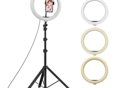 Tygot 10 Inches Big LED Ring Light for Camera, Phone, tiktok, YouTube, Video Shooting and Makeup, 10" inch Ring Light with 7 Feet Long Foldable and Lightweight Tripod Stand