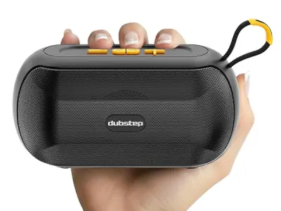 Dubstep Pop 1400 Portable Bluetooth Speaker | 14W Loud Sound, Deep Bass with XBASS, 16 Hrs Playtime, TWS Stereo Pairing, 52mm Driver, Splash-Resistant, Carry Strap (Black)