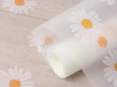 Trendy Home Anti-Slip Mat 45 cm x 5 m for Drawers, Fridge & Shelf Liners | Printed Design, Non-Slip, Food Grade EVA, Washable Kitchen Mat, Petal Flow