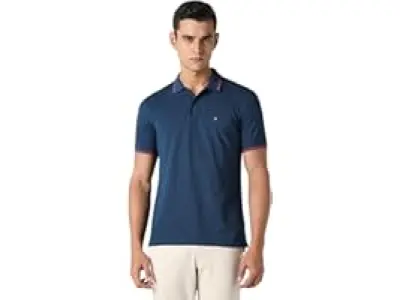 Van Heusen Men's Cotton Solid Regular Fit Collar Polo T-Shirt