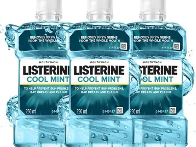 Listerine Cool Mint Mouthwash Liquid, Removes 99.9% Germs, 250ml Combo Pack of 3 (Buy 2 Get 1 Free)