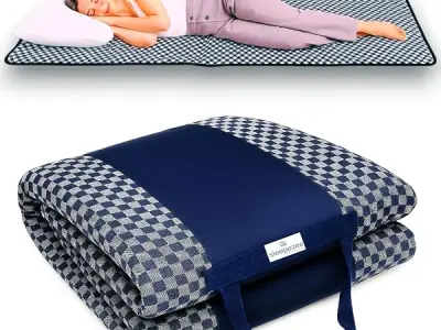 Sleepezee Premium Foldable Mattress for Floor, Single Bed Folding Mattress, Foam Lightweight for Travel & Guest Floor Sleeping with Breathable Cotton Fabric, Portable & Washable (7
