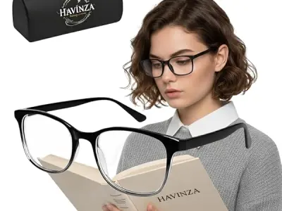 Havinza Auto-Adjustable One Power Reading Glasses +0.5 to +2.5 for Men & Women | Book & Study Readers | Anti-Glare Clear Vision Eyeglasses Lightweight Comfortable Frame with Hard C