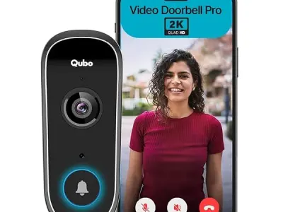 Qubo Smart WiFi Video Doorbell from Hero Group | Instant Phone Visitor Video Call | Intruder Alarm System | 2K FHD Camera | 2-Way Talk | Alexa & OK Google | Plug and Play AC Chime