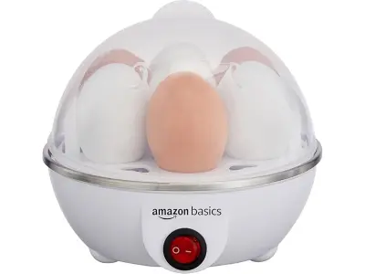 amazon basics Electric Egg Boiler | 350 Watt | Boils Upto 7 Eggs | Automatic Operation, 3 Boili