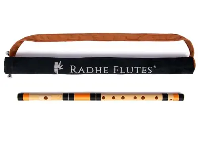 Radhe Flutes | PVC Fiber | C Sharp | Right Handed | Black & Orange Threads | Assorted Colours for Velvet Cover + Complete Flute Beginners Online Course In Hindi and English