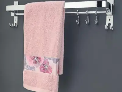 Gloxy Enterprise 24 Inch Wall Mounted Stainless Steel Bathroom Towel Hanger - Space-Saving - Durable Bathroom Accessories and Fittings - Easy Installation- (24 Inch, Chrome, Foldab