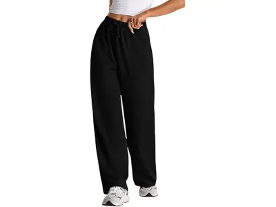 Q - RIOUS Women's Wide Leg High Waisted Baggy Lounge Sweat Pants Drawstring Athletic Flared Jog