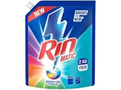 RIN Matic Liquid Detergent, 2Kg, for Dazzling Brightness, with Bright Lock Technology, Long-Las