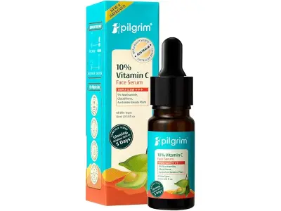 Pilgrim 10% Vitamin C Face Serum for Glowing Skin with Niacinamide - 10ml | 5% Niacinamide & Gl