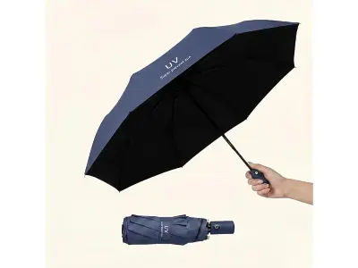 Roughhouse UV Umbrella for Sun & Rain – Auto Open/Close | Windproof | Travel-Friendly 3-Fold De