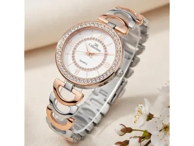 IIK COLLECTION Watches for Women Round Studded Dial |Analogue Quartz Movemnet Ladies Watch|Long