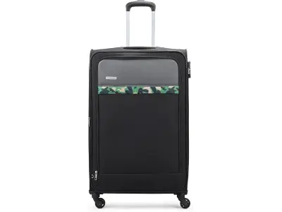 Aristocrat Commander Soft Case Large Size (Check-in) Trolley Bag, Black | Spacious, Zipper Expa