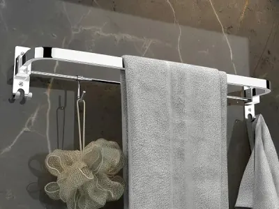 Plantex Stainless Steel Folding 24 Inch Single Towel Rod/Towel Holder for Bathroom with Hooks/Towel Hanger/Towel Stand/Bathroom Accessories - (24 Inch-Chrome)
