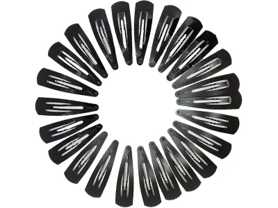 TEMPERIA Tic Tac Hair Clips for Girls (Pack of 24pcs) (5cm) (Matte Black) - Tik Tak Pins for Wo