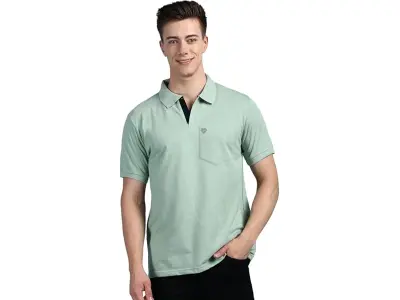 Lux Cozi Men's Half Sleeve Soild Casual Regular Fit T-Shirt with Chest Pocket | Polo Tshirt for