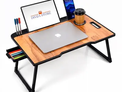 Mota Barman Study Table Bed Table Premium Laptop Table/Foldable and Portable Wooden/Writing Desk for Office/Home/School (Wood Cotted)