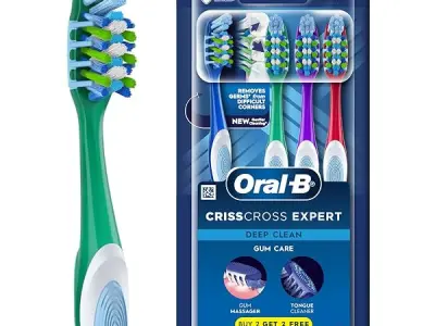 Oral-B Crisscross Gum Care Deep Clean Medium Bristles Manual Toothbrush For Adults, Multicolour Toothbrush Set, Dentist Recommended Brand (Buy 2 Get 2 Free)