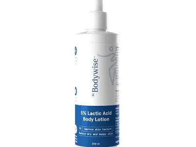 Be Bodywise 5% AHA Lactic Acid Body Lotion with 48Hr Moisturisation 200ml | Dermatologically Tested | Improves Skin Texture & Reduces Appearance of Strawberry Legs | With Lactic Ac