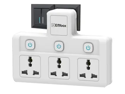 EMBOX Multi Plug Socket with Individual Switch-Cordless Extension Board with 3 Universal Sockets-Multiplug -1500W