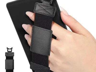 MoKo Soft Hand Strap for 6-8" Kindle eReaders Fire Tablet, Black | eReader Accessories for 6-8" Kindle/Kobo/Sony Tablets, Black High-Elasticity Hand Strap, Lightweight Finger Grip