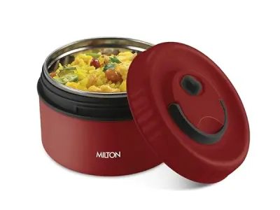 MILTON Snack Box Big I Inner Steel, PU Insulated 510 ml I Leak Proof with Air Vent I Lunch Box for Office Use, School I Maroon