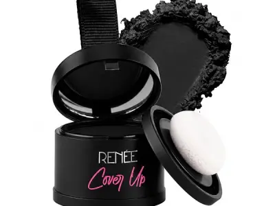 RENEE Cover-Up Hair Powder - Black | Covers Grey Roots & Bald Spots Instantly | Highly Pigmented, Fuller & Denser Look | Long-Lasting | Matte Finish | Fine Powder | Flawless Applic