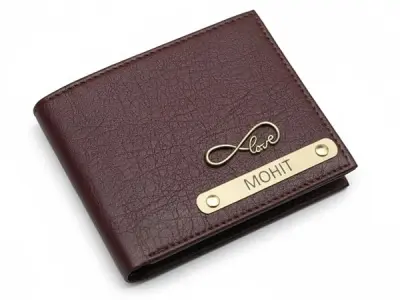 Unique Gift Items Personalized Leather Wallet for Men – Brown Customized Wallet with Name & Charm | Gift for Boys, Husband, Brother | Slim PU Purse for Everyday Use