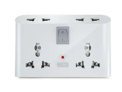 GM 3019 3 Pin Universal Multi Plug Travel Adaptor with 6 AMP for Home Applications, Computers, Laptops