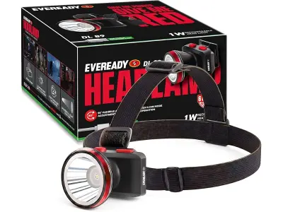 EVEREADY DL89 Rechargeable LED Headlamp, USB Type-C, 90° Tilt | Wearable Without Helmet, Fast U