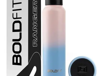 Boldfit Water Bottles Stainless Steel Water Bottle 1 Litre Steel Bottles for School, Office, Home, Gym 1 Litre for Men Leakproof, Rust free Metal Bottle -1000 ml Pink Blue