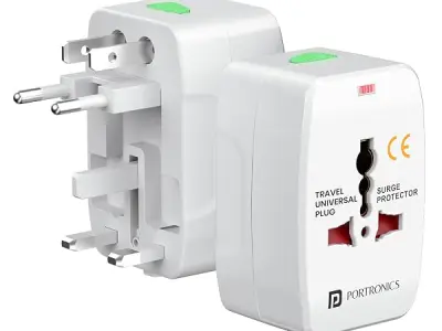 Portronics Juicemate Go Universal Travel Adapter with 6A AC Socket Output,Universal AC Socket, All in One International Travel Fast Charging Adapter,Suitable for 180+ Countries US,