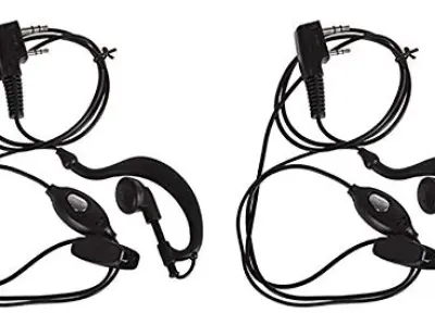 RENMAX PTT Earpiece Wired Earphone PTTEP-2 Over The Ear with Mic 2-Pin K Type Connector 2.5mm & 3.5mm Audio Jack Suitable for FB-888S, VU-5R etc - Pack of 2